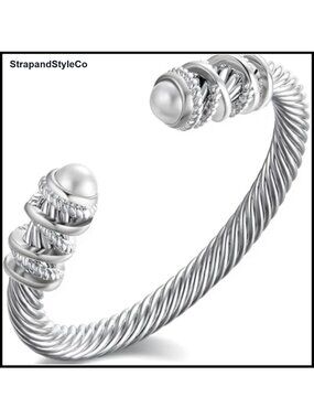 Twisted Cable Bangle Bracelet Zinc Alloy Open Cuff Gift for Women